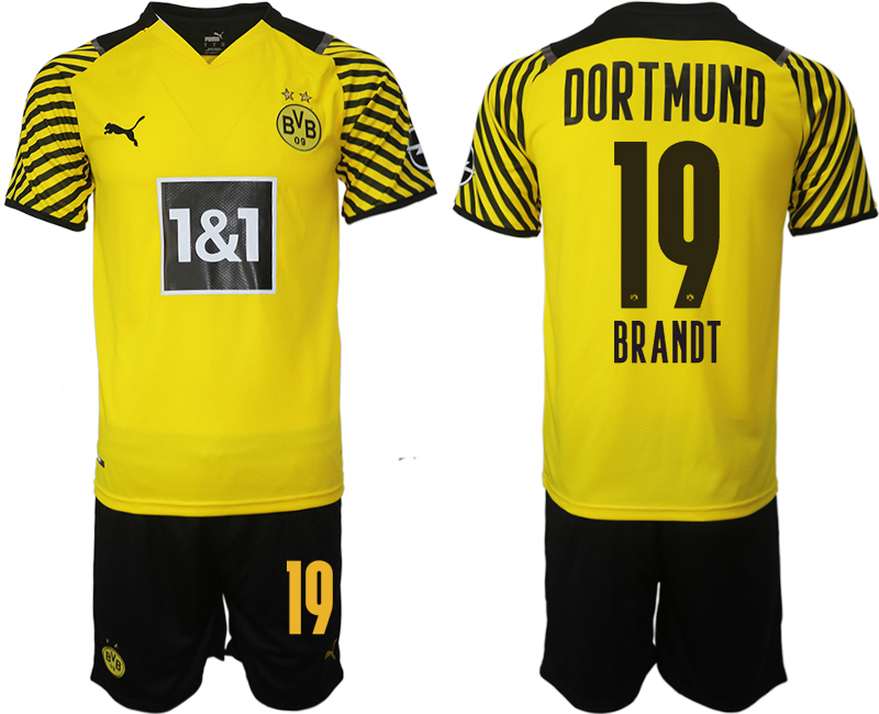 Men 2021-2022 Club Borussia Dortmund home #19 yellow Soccer Jersey